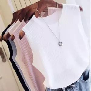 여성 여름 민소매 골지티 나시티 이너티 슬리브리스