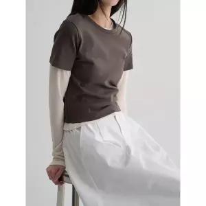 에잇세컨즈 크롭 반소매 티셔츠 브라운 (356242CM2D)