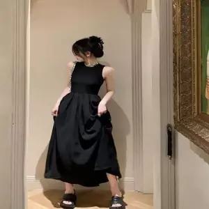 블랙나시원피스백포인트블랙롱원피스