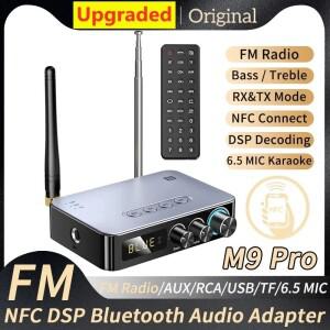 블루투스 오디오 리시버 송신기 DSP 무선 어댑터 M9 M9Pro NFC AUX RCA USB U 디스크 TF 6.5 마이크 노래방