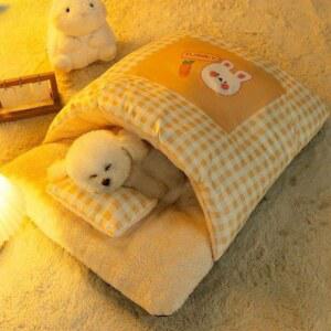 애견 텐트 애견집 잠자기 겨울 강아지 사계절 제품 쿠션 하우스 노란색 노랑토끼 반밀폐