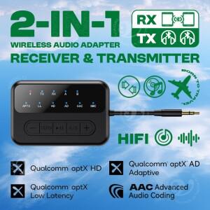 2in 1 aptX Bluetooth 5.4 오디오 송신기 수신기 3.5MM AUX aptX-Adaptive AD/HD/LL AAC HiFi 멀티포인트