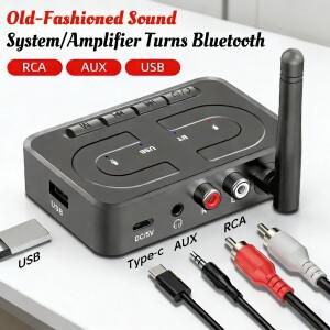 블루투스 6.0 하이파이 스테레오 무선 오디오 수신기 어댑터 3.5mm AUX 잭 2RCA USB PC 자동차 스피커 앰