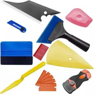 DUSCOKE 14PCS 자동차 비닐 랩 윈도우 틴트 도구 키트 - 유리 보호 필름 스크래퍼 설치 응용 세트에는 펠트