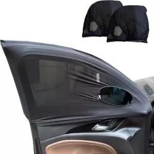 자동차 전면 유리창 차양 아웃티디드 2팩 측면 신축성 있는 모기장 커버 핏 SUV - 최대 31.5 x 49.6