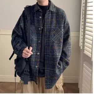 엘럽 남자 하프 코트 모직 봄가을 루즈핏 주니어 시티보이 빈티지 칼라 자켓 원템3