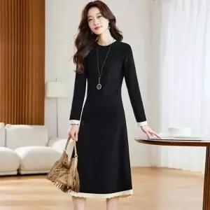 엘럽 니트 스커트 원피스 여성 검정 이너 슬림핏 원템1