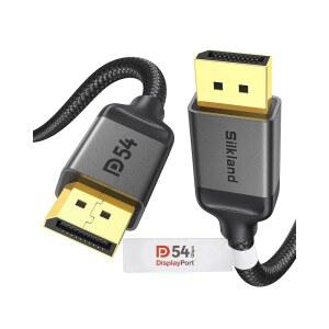 실크랜드 54Gbps 디스플레이포트 케이블 2.1 [VESA 인증], DP [16K@30Hz, 8K@120Hz, 4K@240Hz 165Hz 144Hz] HDR, HDCP DSC 1.2a, 호환되는 FreeSync G-Sync 게이밍 모니터 5090 7900XTX, 6.6FT