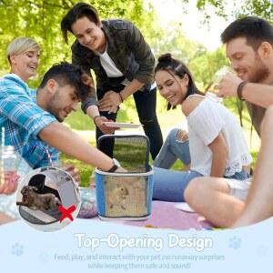 작은 동물 백팩과 물병 여행용 기니 돼지 햄스터 토끼 슬링 파우치 고슴도치 슈가 글라이더 친칠라 쥐를 위한 투명 창문 애완동물 그레이 블루