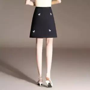 몰도 치마 여사친 검정 미니 A라인 자수 봄슬림핏 젠1