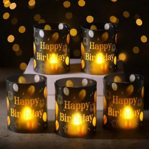 KITTMIP 10개 생일 축하 센터피스 블랙 남성 캔들 용품 파티 골드 랜턴 박스 포함 테이블 아이디어 심플 라이트 여성