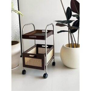 이동식 사이드테이블 라탄 편리한 미니 보조 카트 애쉬 티테이블 웨건