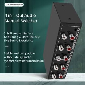 오디오 스위처 4 in 1 RCA AUX 스테레오 셀렉터 입력 출력 패시브 3.5mm Aux L/R 스위치 박스 아날로그 공
