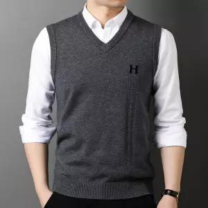 엘럽남사친 니트 캐주얼 가을 상의 조끼 민소매 자카드 원템3