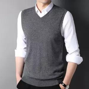 엘럽니트 울 남자 캐주얼 조끼 풀오버 기모 민소매 원템1