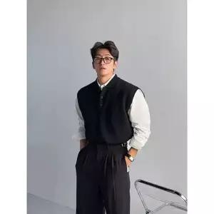 엘럽남성용 니트 빈티지 가을 이너 조끼 민소매 나시 원템3