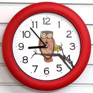 시계 무소음 부엉이 벽시계 빨강 제조한국 GB4636 32cm