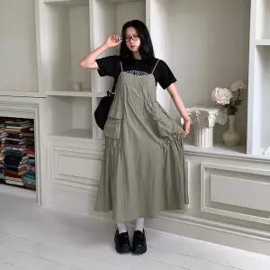 [하프클럽/]여자 데일리룩 활동성 좋은 카고 끈나시 롱원피스