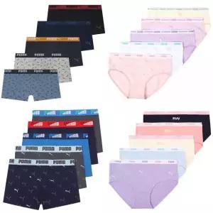 푸마 아동 주니어 학생 남아 여아 면 스판 브리프 드로즈 사각 팬티 속옷 5매 세트