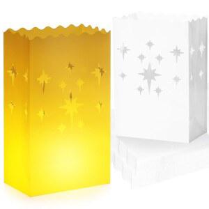 블리스풀 타이 화이트 루미너리 결혼식 배터리 추수감사절용 양초 없음 50개 생일 루미나리아 방수용 없음 크리스마스 할로윈 재사용 플라스틱 야외용