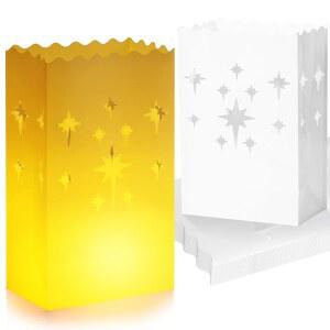 블리스풀 타이 화이트 루미너리 루미나리아 30개 양초 추수감사절용 재사용 생일 플라스틱 없음 방수용 야외용 결혼식 할로윈 크리스마스