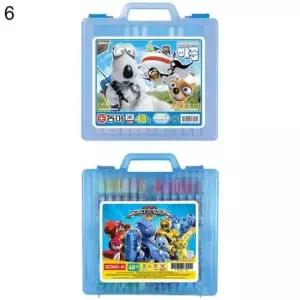 [문구/오피스] 크레파스 48색 남아용 파랑 캐릭터랜덤 6세트