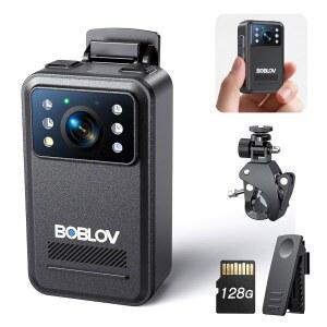 BOBLOV A28 소형 바디 카메라 자전거 투시 위한 배터리 마운트 128GB 미니 개인 카메라 기능 녹화 수명의 캠코더 2K 비디오 이동 9시간 집행 야간 사용을