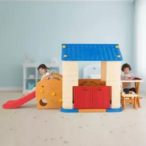 쿠쿠토이즈 에듀플레이 하우스 4 (블루) 놀이집 미끄럼틀 놀이방 테이블 유아 의자세트