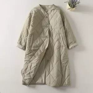 겨울 초경량 롱패딩 누빔 다운 할머니 오버핏 코트 패딩