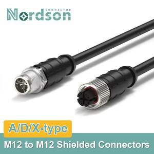 M12 X형 연장 케이블 8핀 산업용 카메라 네트워크 와이어 4핀 12코어A형 차폐 기가비트 드래그 체인 연결