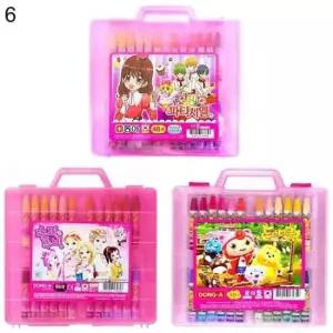 [문구] 크레파스 48색 여아용 분홍 캐릭터랜덤 6세트