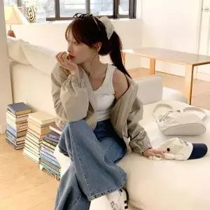 [하프클럽/]여성 크롭 후드 바람막이 점퍼 봄가을 데일리웨어