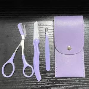 [에스에스_62]눈썹 눈썹빗 세트 도구 눈썹칼 핀셋 퍼플