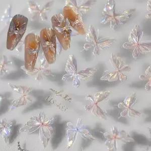 [에스에스_62]은은한 펄감 홀로그램 나비 엠보스티커