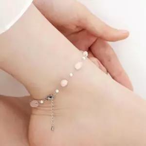 데일리발찌 써지컬 스틸 로즈쿼츠 원석 체인 패션 발찌