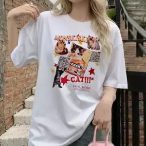 빅사이즈 603 고양이모음반팔티셔츠 DSEX442