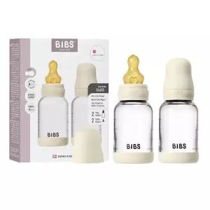 BIBS 아기 유리병 2팩 120ml. 배앓이 방지. 통기성 있는 원형 천연 고무 라텍스 젖꼭지. 자연스러운 모유
