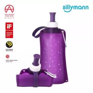 실리만 접이식 스트로우형 실리콘 물 주머니 얼반퍼플 1P