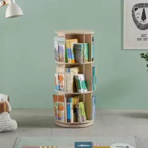 [비앙스] VONI 자작원목 원형 3단 회전책장 (수도권무료배송)