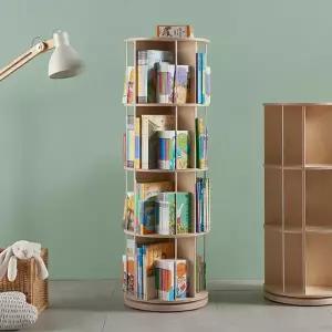 [비앙스] VONI 자작원목 원형 4단 회전책장 (수도권무료배송)