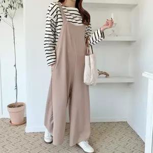 [하프클럽/]여자 폴리스판 넓은 슬리브리스 점프슈트