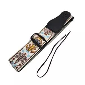 자수문양 화이트 기타스트랩