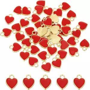 패티킬 50pcs 하트 참 팔찌 펜던트 귀걸이 목걸이 제작용 작은 벌크 글리터
