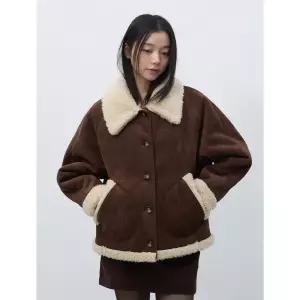 브랜드정품 제너럴 아이디어 WOMAN 시어링 카라 무스탕 코트 BROWN WBE4L10525 358035