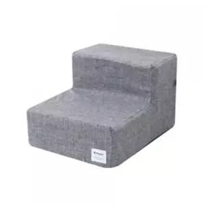 강아지소파계단 강아지 패브릭 계단 2단 그레이 1P 애견 슬개골 스텝 강아지침대계단