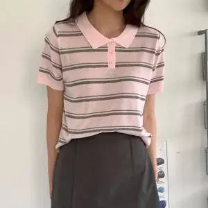 [샵앤] 여성 카라넥 단추오픈 단가라 여름 반팔 니트 티셔츠 21DS-WKN-5179