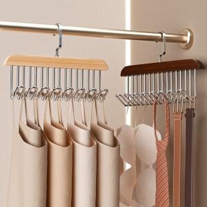 프리미엄 원목 속옷 행거 고급 북유럽풍 옷걸이 360도 회전 후크 8단 멀티