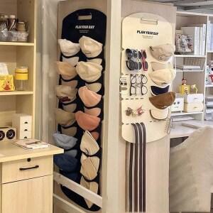 1+1 세트 모자 펠트 걸이 주머니 다층 걸이대 심플한 수납 아이디어