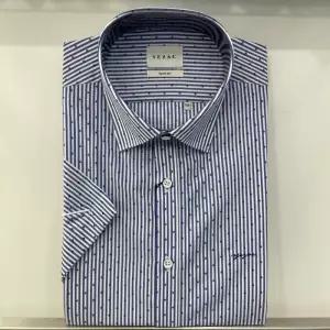 [예작]예작 20S/S 네이비 선염스트라이프 프린트/배색 슬림핏 반팔셔츠 YJ0MBS421_SC