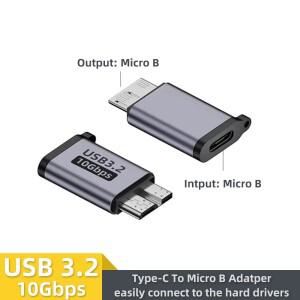 USB C 3.0 마이크로 B 남성- 여성 어댑터 -C-노트북 외장형 하드 드라이브 디스크 박스 용 커넥터 삼성 호